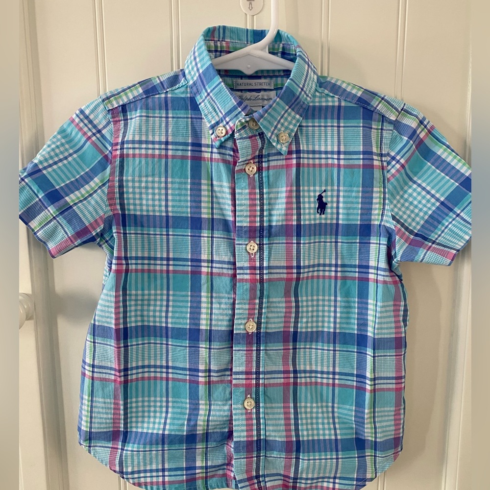 EUC Ralph Lauren madras plaid shirt 18 months